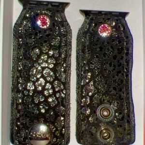 Black leopard leather Apple watch bow band